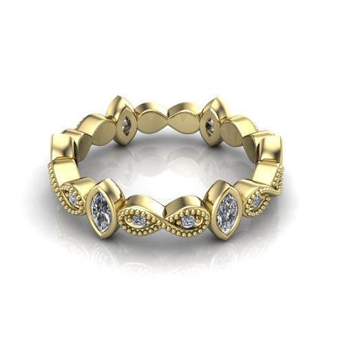 Evie - Women's 14k Gold Marquise-Cut Diamond Wedding Ring  14K Yellow Gold - Natural Diamond