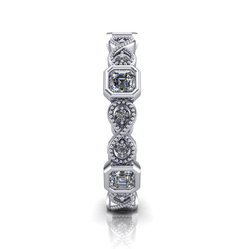 Evie - Women's 14k Gold Emerald Square-Cut Diamond Wedding Ring  14K White Gold - Natural Diamond