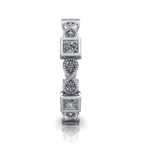 Evie - Women's 14k Gold Princess-Cut Diamond Wedding Ring  14K White Gold - Natural Diamond