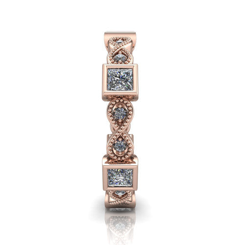Evie - Women's 14k Gold Princess-Cut Diamond Wedding Ring  14K Rose Gold - Natural Diamond
