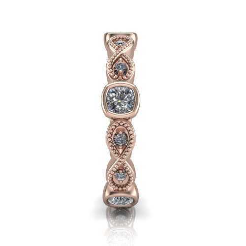 Evie - Women's 14k Gold Cushion-Cut Diamond Wedding Ring  14K Rose Gold - Natural Diamond