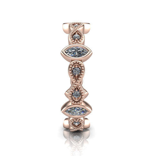 Evie - Women's 14k Gold Marquise-Cut Diamond Wedding Ring  14K Rose Gold - Natural Diamond