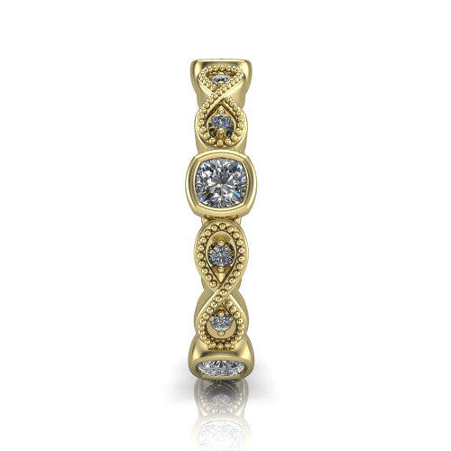 Evie - Women's 14k Gold Cushion-Cut Diamond Wedding Ring  14K Yellow Gold - Natural Diamond