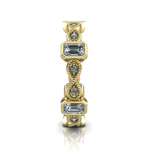 Evie - Women's 14k Gold Emerald-Cut Diamond Wedding Ring  14K Yellow Gold - Natural Diamond