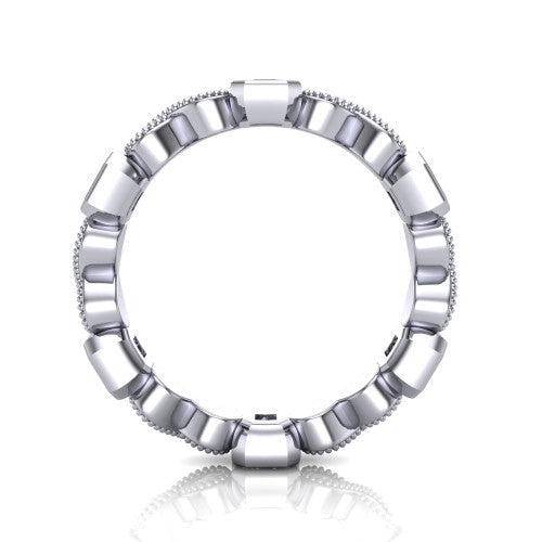 Evie - Women's 14k Gold Emerald Square-Cut Diamond Wedding Ring  14K White Gold - Natural Diamond