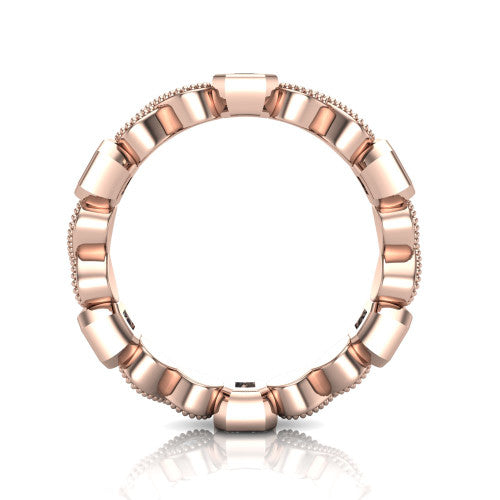 Evie - Women's 14k Gold Emerald Square-Cut Diamond Wedding Ring  14K Rose Gold - Natural Diamond