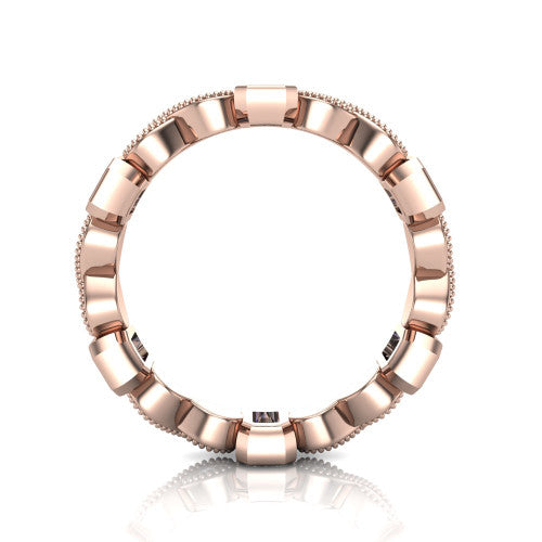 Evie - Women's 14k Gold Emerald-Cut Diamond Wedding Ring  14K Rose Gold - Natural Diamond