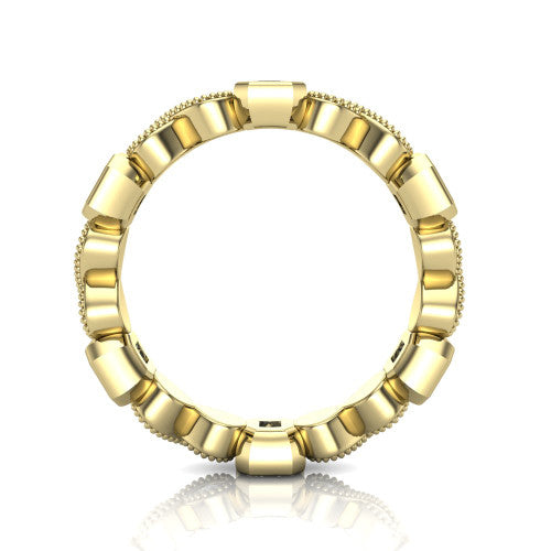 Evie - Women's 14k Gold Emerald Square-Cut Diamond Wedding Ring  14K Yellow Gold - Natural Diamond