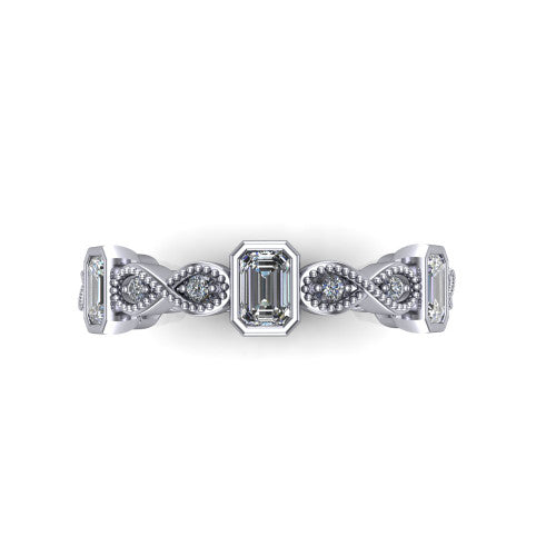 Evie - Women's 14k Gold Emerald-Cut Diamond Wedding Ring  14K White Gold - Natural Diamond
