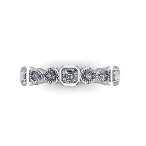 Evie - Women's 14k Gold Emerald Square-Cut Diamond Wedding Ring  14K White Gold - Natural Diamond