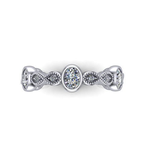 Evie - Women's 14k Gold Oval-Cut Diamond Wedding Ring  14K White Gold - Natural Diamond