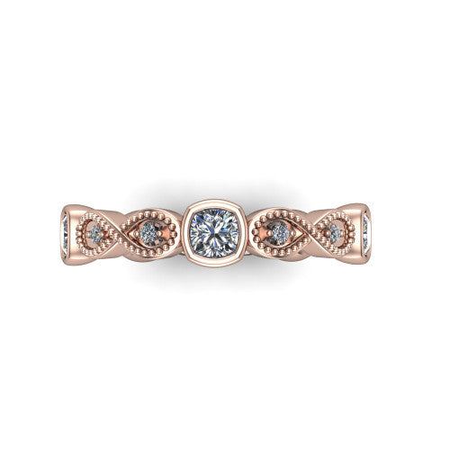 Evie - Women's 14k Gold Cushion-Cut Diamond Wedding Ring  14K Rose Gold - Natural Diamond
