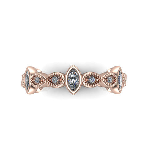 Evie - Women's 14k Gold Marquise-Cut Diamond Wedding Ring  14K Rose Gold - Natural Diamond
