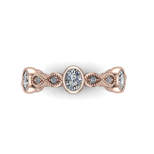 Evie - Women's 14k Gold Oval-Cut Diamond Wedding Ring  14K Rose Gold - Natural Diamond