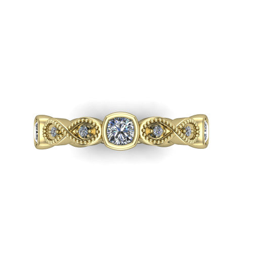 Evie - Women's 14k Gold Cushion-Cut Diamond Wedding Ring  14K Yellow Gold - Natural Diamond
