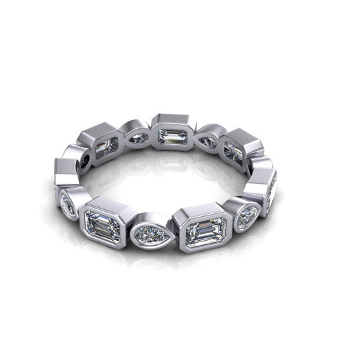 Giselle - Women's 14k Gold Emerald-Cut Diamond Wedding Ring  14K White Gold - Natural Diamond