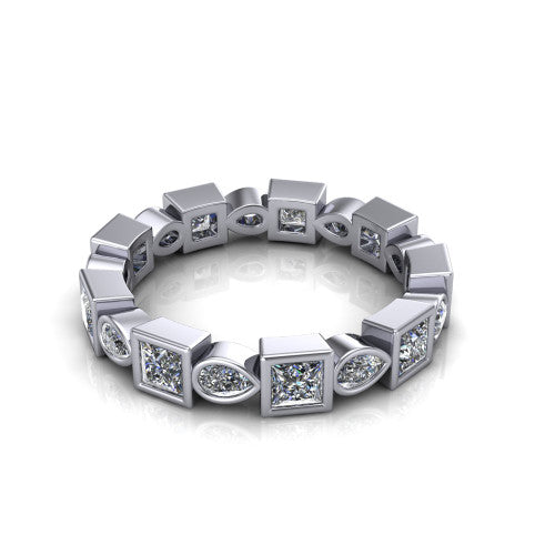 Giselle - Women's 14k Gold Princess-Cut Diamond Wedding Ring  14K White Gold - Natural Diamond