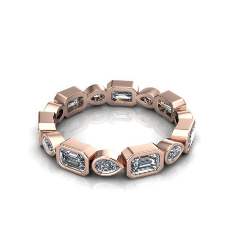 Giselle - Women's 14k Gold Emerald-Cut Diamond Wedding Ring  14K Rose Gold - Natural Diamond
