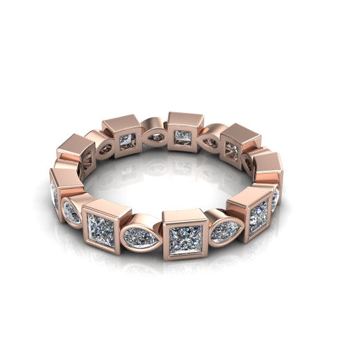 Giselle - Women's 14k Gold Princess-Cut Diamond Wedding Ring  14K Rose Gold - Natural Diamond