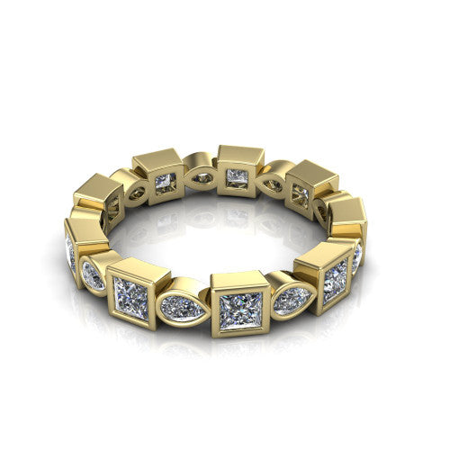 Giselle - Women's 14k Gold Princess-Cut Diamond Wedding Ring  14K Yellow Gold - Natural Diamond