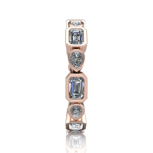 Giselle - Women's 14k Gold Emerald-Cut Diamond Wedding Ring  14K Rose Gold - Natural Diamond