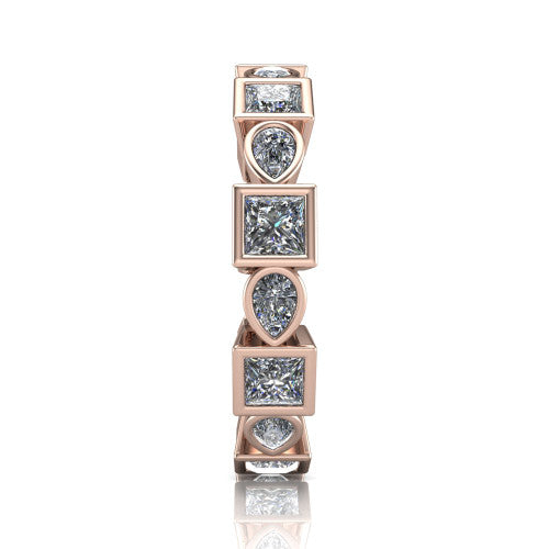 Giselle - Women's 14k Gold Princess-Cut Diamond Wedding Ring  14K Rose Gold - Natural Diamond