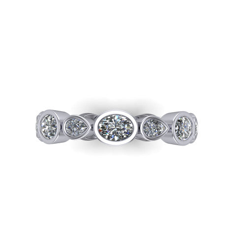 Giselle - Women's 14k Gold Oval-Cut Diamond Wedding Ring  14K White Gold - Natural Diamond