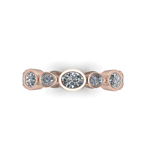 Giselle - Women's 14k Gold Oval-Cut Diamond Wedding Ring  14K Rose Gold - Natural Diamond