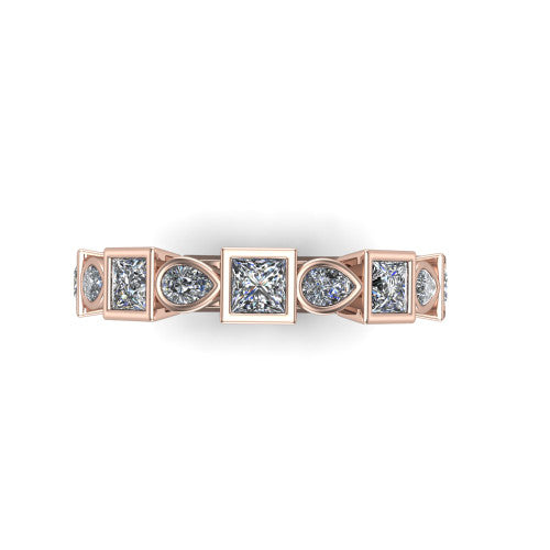 Giselle - Women's 14k Gold Princess-Cut Diamond Wedding Ring  14K Rose Gold - Natural Diamond