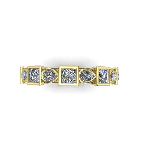 Giselle - Women's 14k Gold Princess-Cut Diamond Wedding Ring  14K Yellow Gold - Natural Diamond