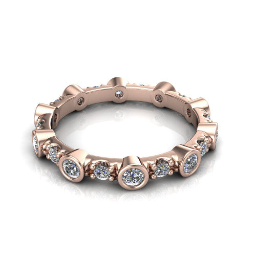 Sara diamond eternity band in 14K Rose Gold, three-quarter perspective view