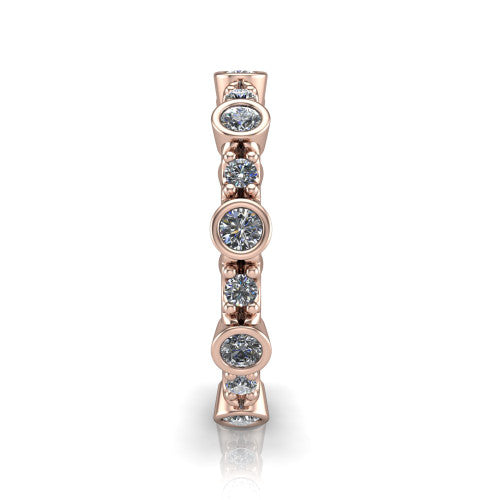 Sara - Women's 14k Gold Eternity Bezel Diamond Wedding Ring 14K Rose Gold - Natural Diamond