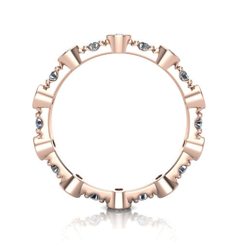 Sara - Women's 14k Gold Eternity Bezel Diamond Wedding Ring 14K Rose Gold - Natural Diamond