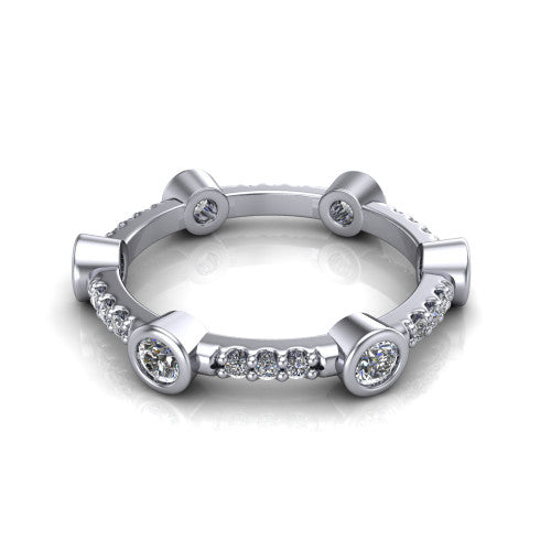Amaya diamond wedding band in 14K White Gold, three-quarter perspective view