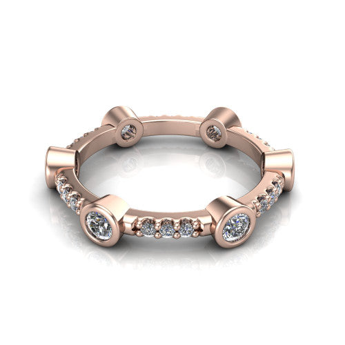 Amaya diamond wedding band in 14K Rose Gold, three-quarter perspective view