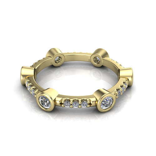 Amaya diamond wedding band in 14K Yellow Gold, three-quarter perspective view
