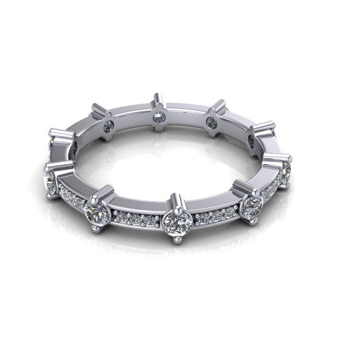 Bailey diamond wedding band in 14K White Gold, three-quarter perspective view