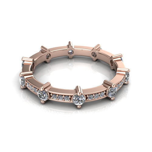 Bailey diamond wedding band in 14K Rose Gold, three-quarter perspective view