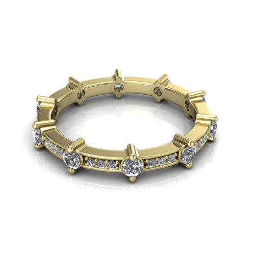 Bailey diamond wedding band in 14K Yellow Gold, three-quarter perspective view