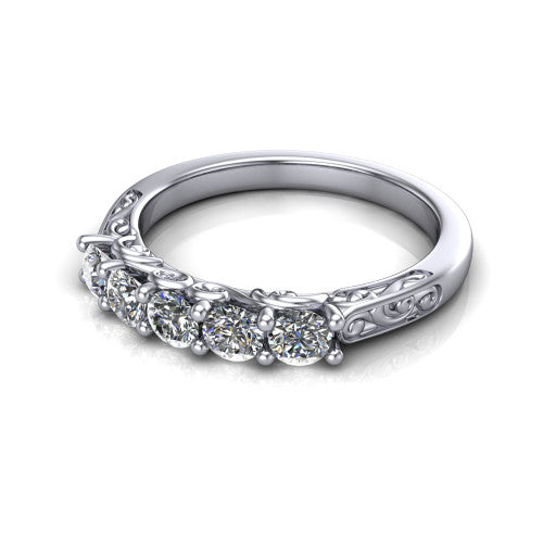 Camille diamond wedding band in 14K White Gold, three-quarter perspective view