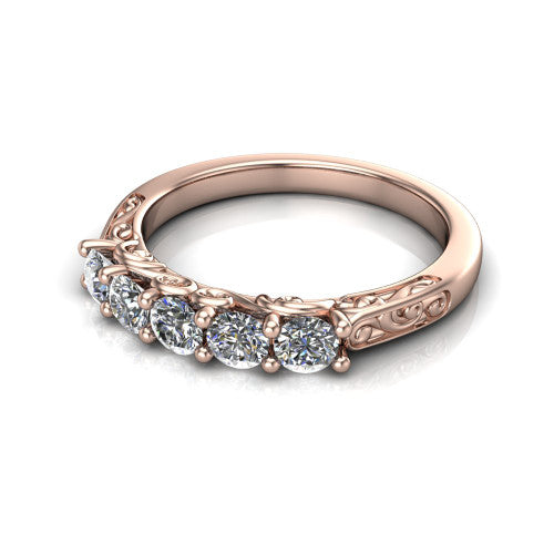 Camille diamond wedding band in 14K Rose Gold, three-quarter perspective view