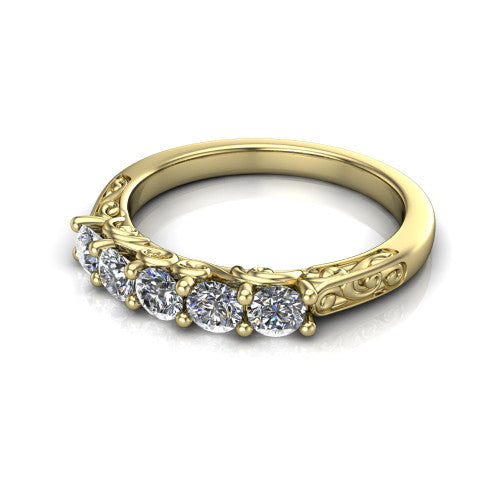 Camille diamond wedding band in 14K Yellow Gold, three-quarter perspective view