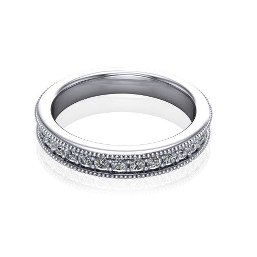 Clara diamond eternity band in 14K White Gold, three-quarter perspective view