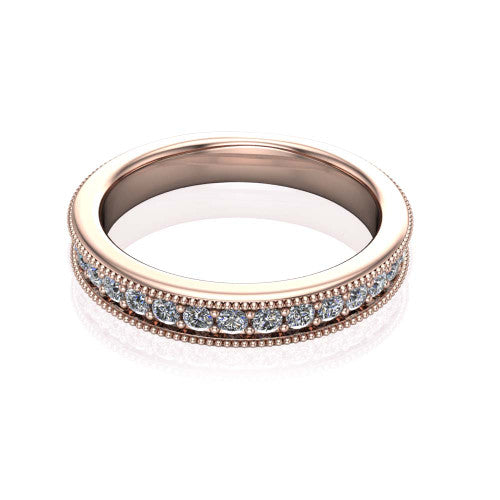 Clara diamond eternity band in 14K Rose Gold, three-quarter perspective view
