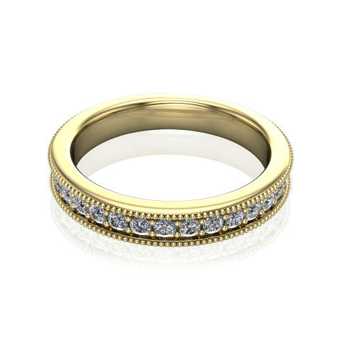 Clara diamond eternity band in 14K Yellow Gold, three-quarter perspective view