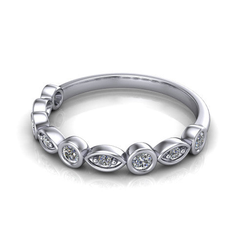 Remi diamond wedding band in 14K White Gold, three-quarter perspective view