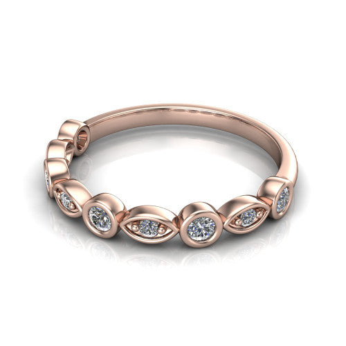 Remi diamond wedding band in 14K Rose Gold, three-quarter perspective view