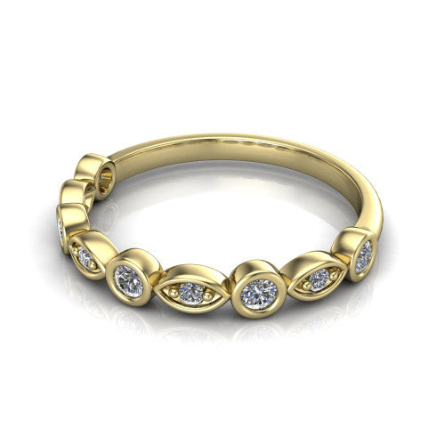 Remi diamond wedding band in 14K Yellow Gold, three-quarter perspective view