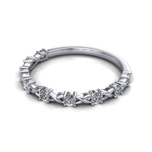 Daisy diamond wedding band in 14K White Gold, three-quarter perspective view