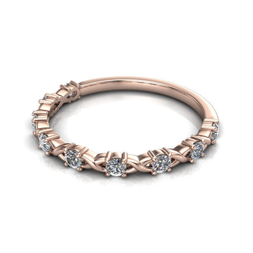 Daisy diamond wedding band in 14K Rose Gold, three-quarter perspective view